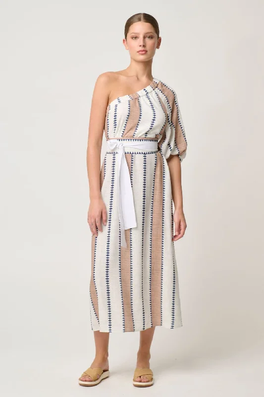 Bahia One Shoulder Dress | Cayman Stripe Backless unclassified dresses