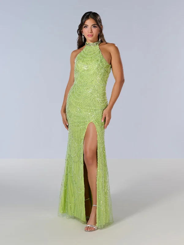 Beaded Fitted Halter Slit Gown by Tiffany Designs 16215 High-end unclassified dresses