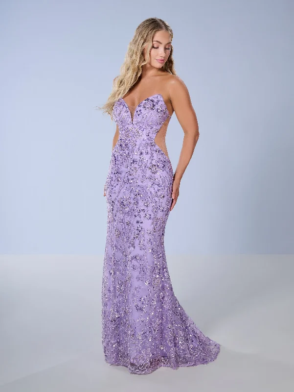 Beaded Fitted Strapless Gown by Tiffany Designs 16150 Lounge unclassified dresses