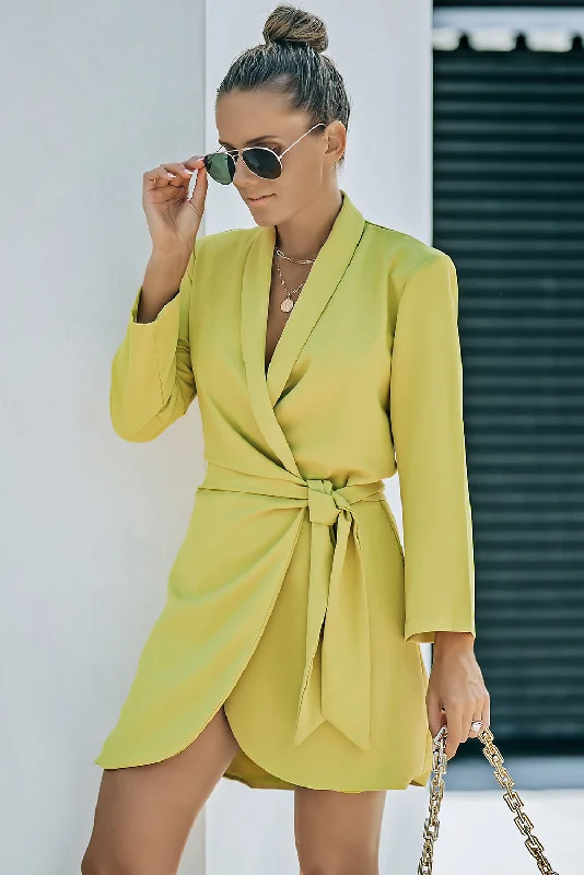 Belted Shawl Collar Blazer Dress Minimalist unclassified dresses