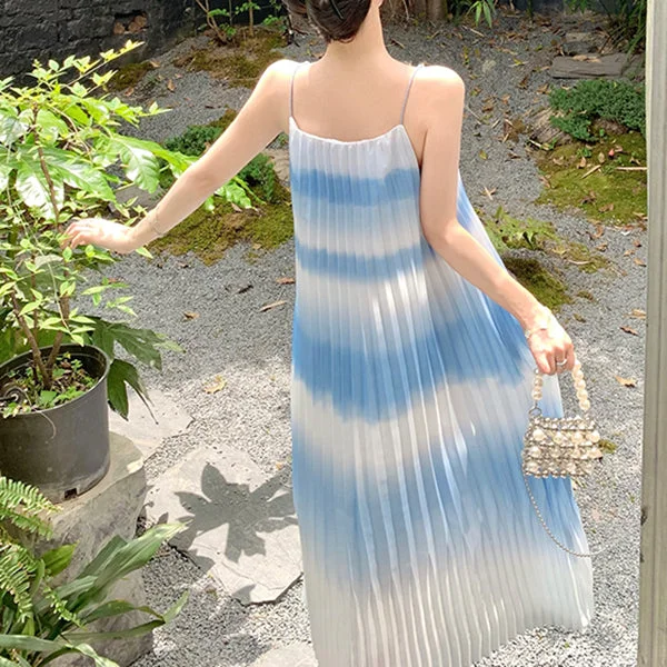 Blue White Gradient Seaside Holiday Wave Cami Dress Date night unclassified dresses