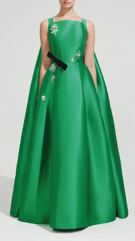 Cape style gown in jade taffeta Bodycon unclassified dresses