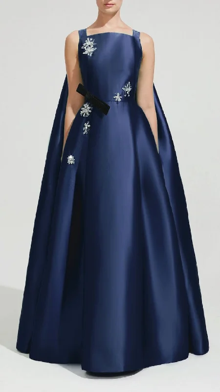 Cape style gown with crystal embellishments Short unclassified dresses