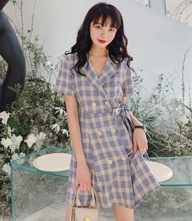 Zendee Plaid Button Dress Vintage unclassified dresses