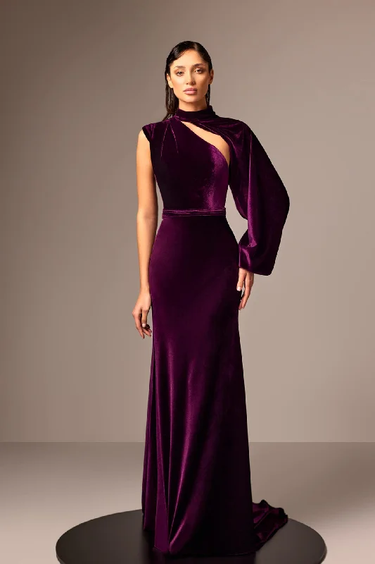 One sleeve velvet dress Elegant evening unclassified dresses