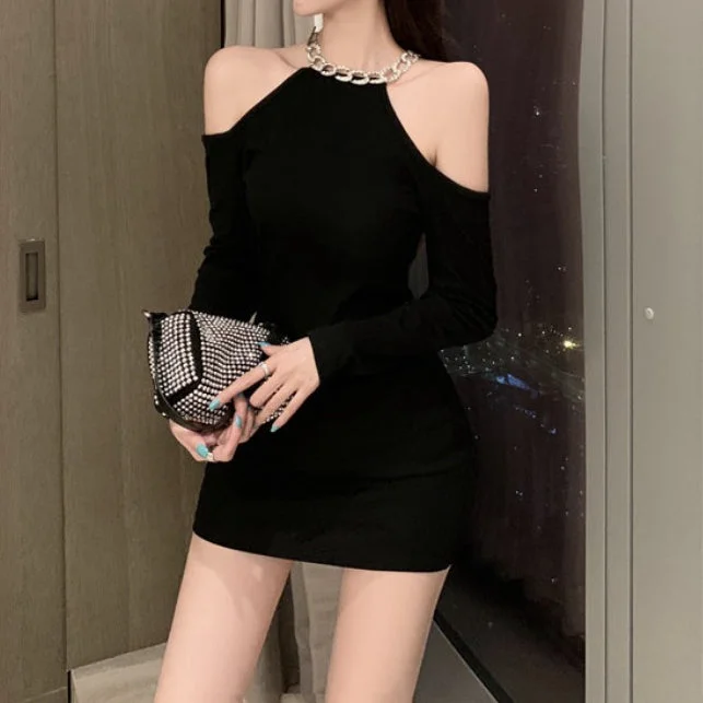 Halterneck Studded Rhinestone Buttocks Dress Petite unclassified dresses