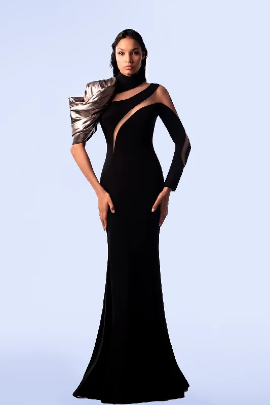 High slit mermaid gown with metallic shoulder Spring unclassified dresses