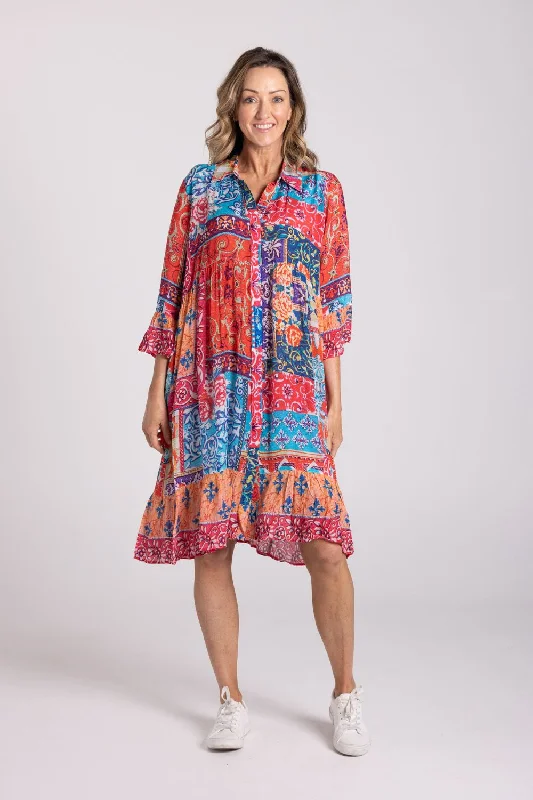 Jocelyn Button Down Dress | Sunset Tapestry Vacation unclassified dresses