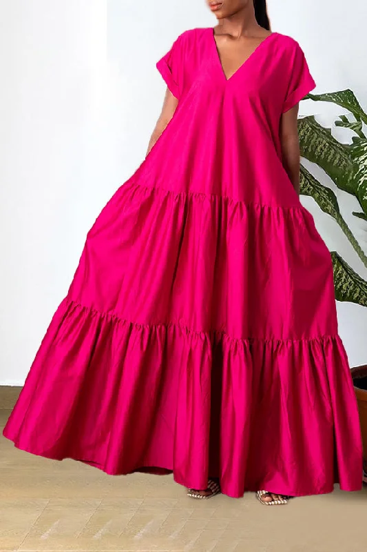 Gorgeous V-Neck Ruffle Hem Dress Festival unclassified dresses