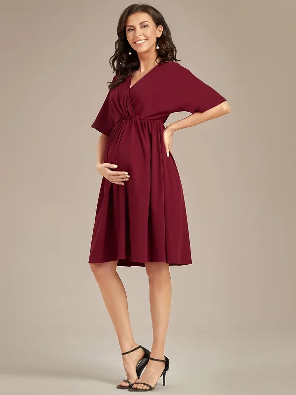 Loose V-Neck Half Sleeve Knee Length Maternity Dress Fashionable unclassified dresses