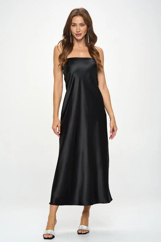 Silky Satin Tube Draped Dress. Sequin unclassified dresses