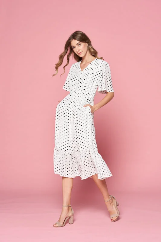 Melania Polka Dot Dress in Ivory Smocked unclassified dresses