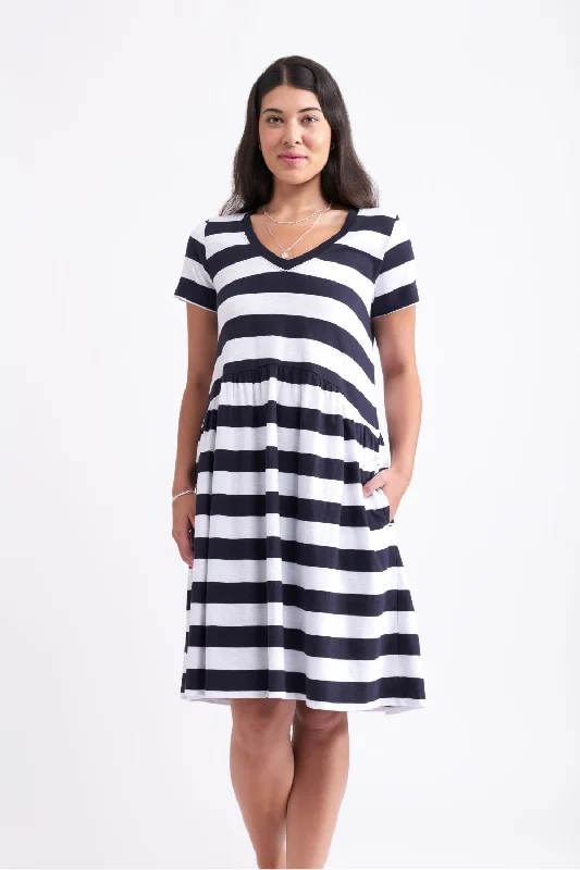 New Girl Dress | Navy Stripe Metallic unclassified dresses