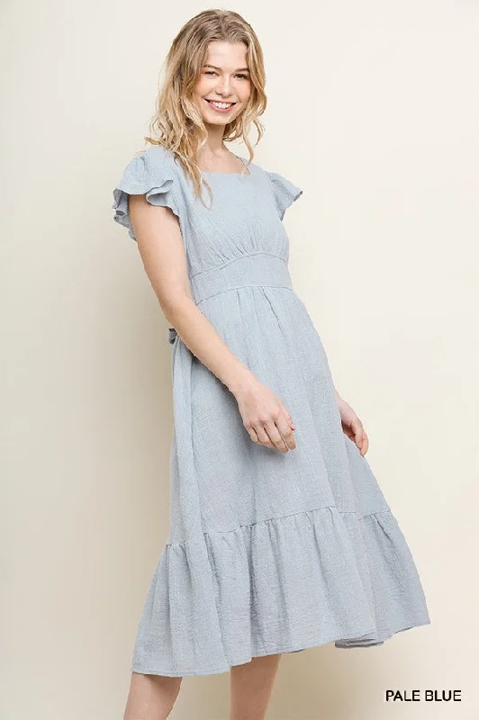 Noelle Summer Dress in Dusty Blue Cotton unclassified dresses