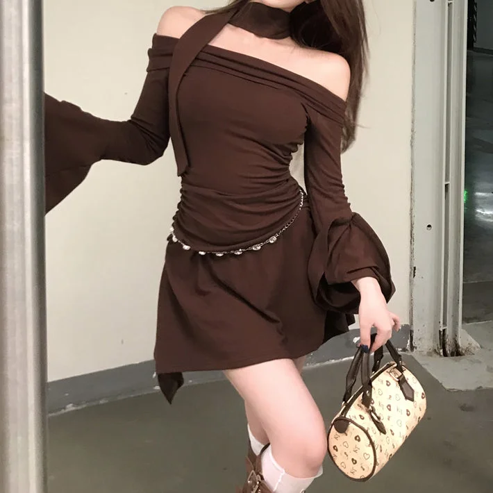 Brown Dress + Waist Chain