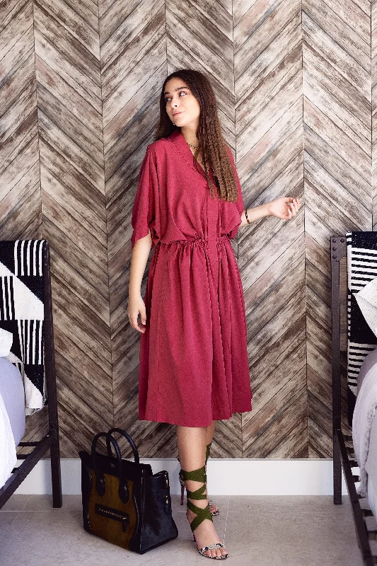 Oka Crepe - Cranberry Long unclassified dresses