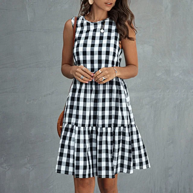 Plaid A-line Pocket Dress Winter unclassified dresses