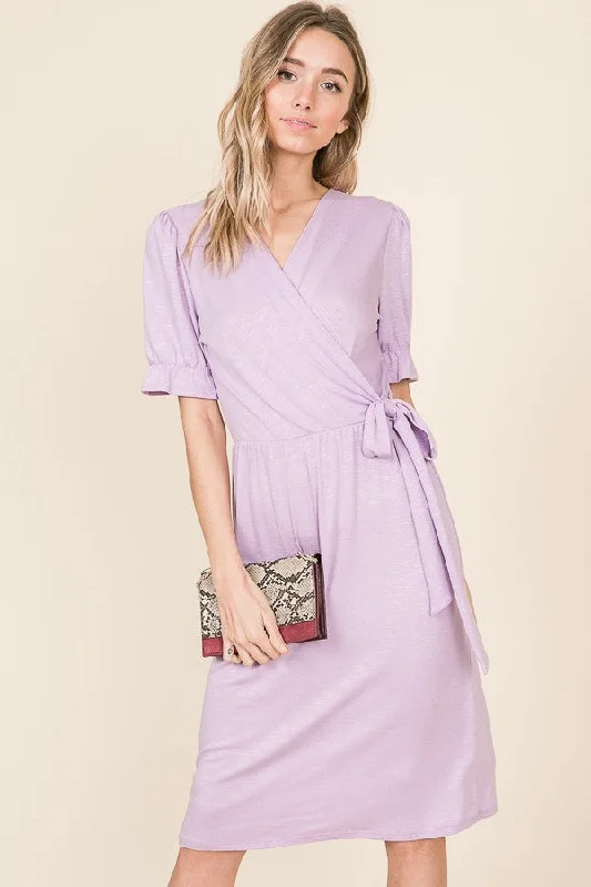 Roslyn Tie Knee Length Dress in Mauve Elegant evening unclassified dresses