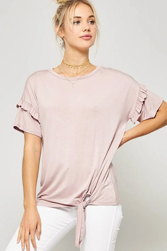 Ruffle Sleeve Rose Tee Comfortable unclassified dresses