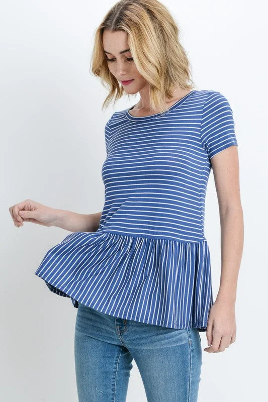 Sailing Striped Peplum Tee Graduation unclassified dresses