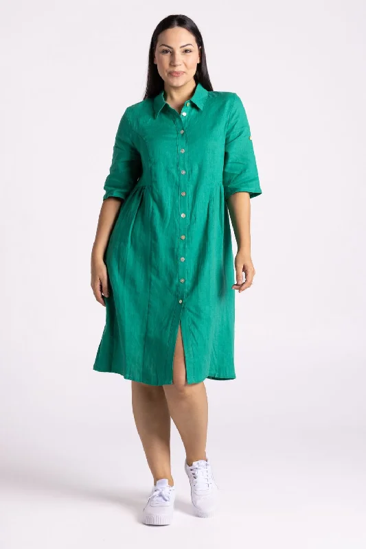 Sandy Button Dress | Emerald Earthy tone unclassified dresses