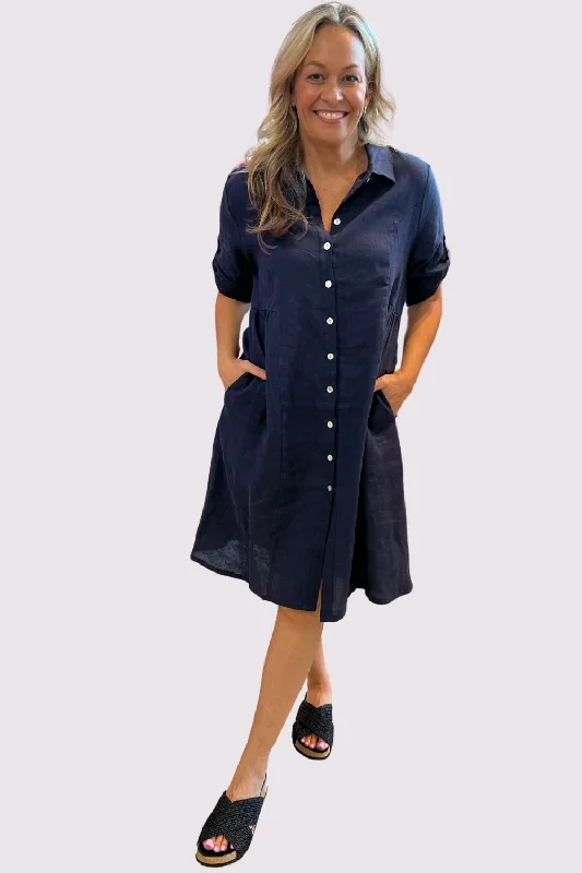 Sandy Button Dress | Navy Cocktail unclassified dresses