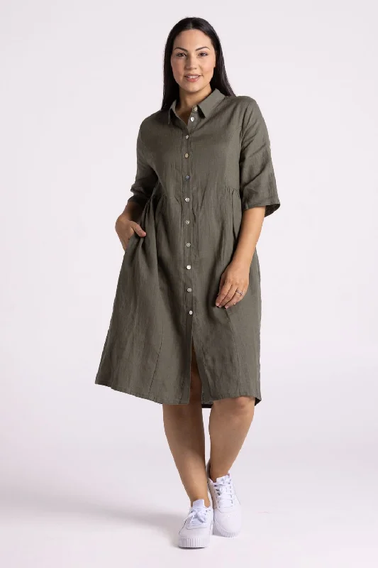 Sandy Button Dress | Olive Spring unclassified dresses