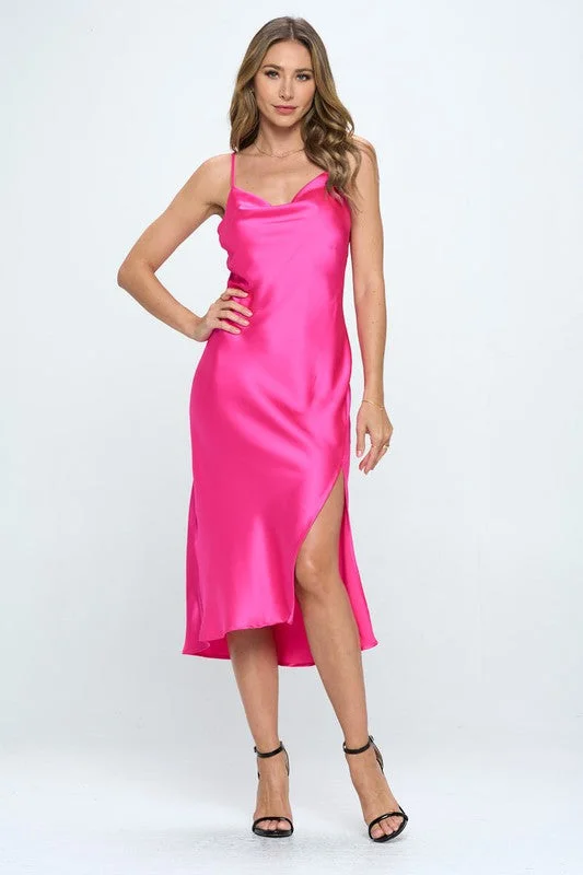 Satin Bias Slip Dress with Slit Luxury unclassified dresses