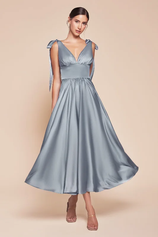 Satin Sleeveless A-line Tea Length Dress by Ladivine 7499 Cotton unclassified dresses