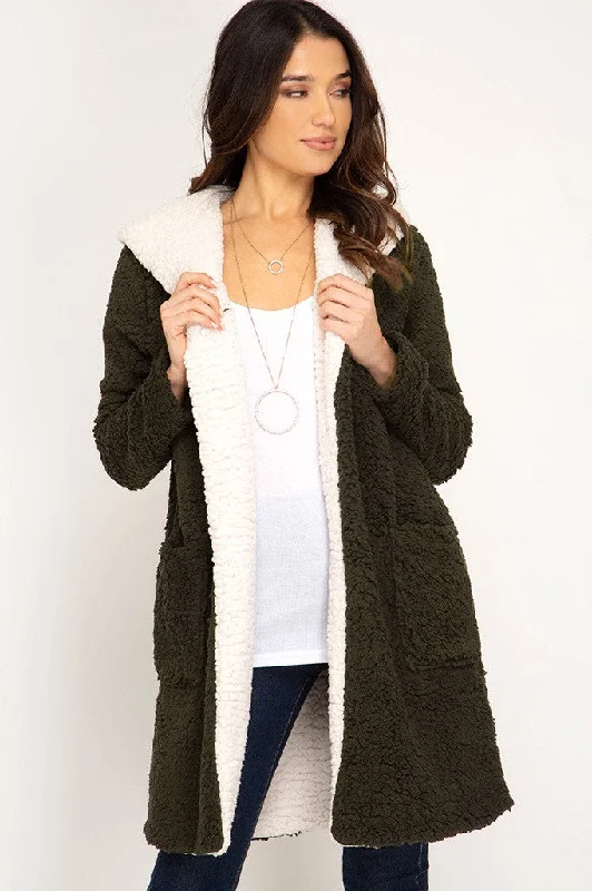 Sherpa Hooded Coat Minimalist unclassified dresses