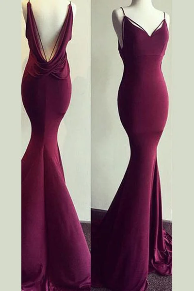 Spaghetti Straps Mermaid V-Neck Sleeveless Prom Dresses N688 Y2K unclassified dresses