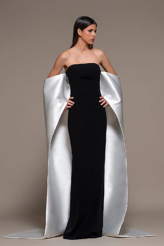 Strapless Column Gown with Cape Lounge unclassified dresses