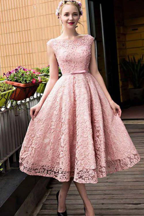 A Line Pink Cap Sleeves Appliqued Homecoming Dress Wrap unclassified dresses