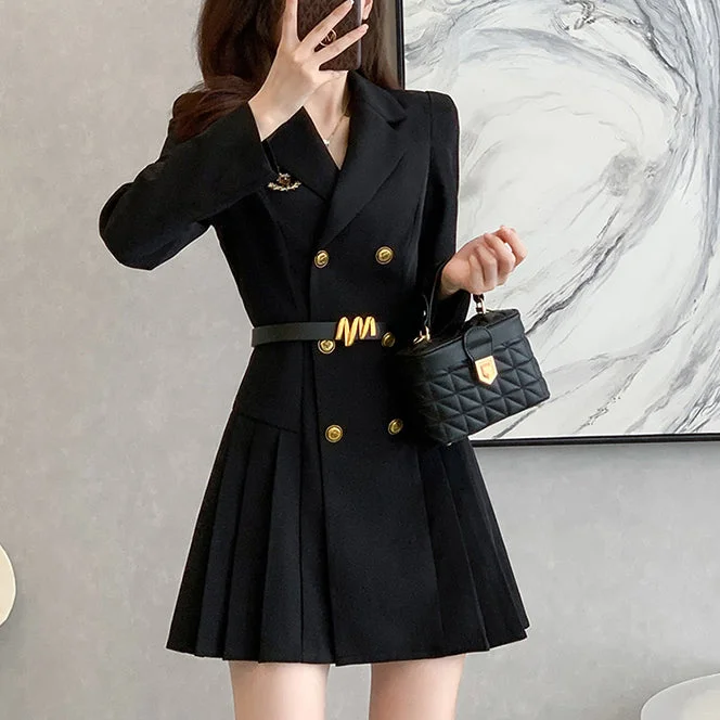 Temperament Black Suit Dress Bright color unclassified dresses