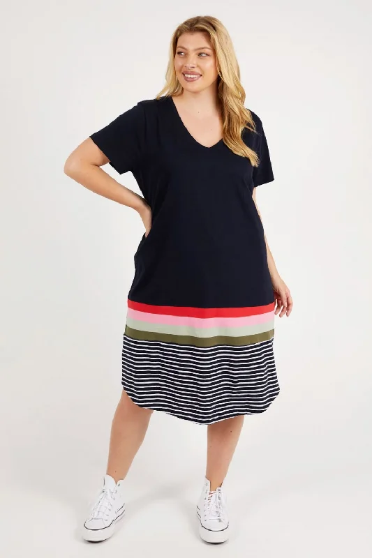 Terra Tee Dress | Navy & White Stripe Comfortable unclassified dresses