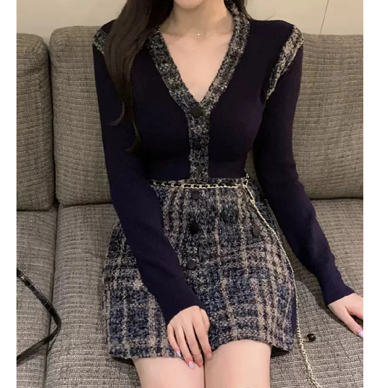 Tweed High Waist Dress With Belt Formal unclassified dresses