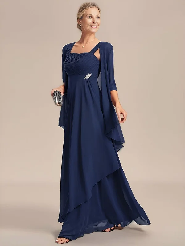 Two-Piece Square Neck Chiffon A-Line Mother of the Bride Dress Graduation unclassified dresses