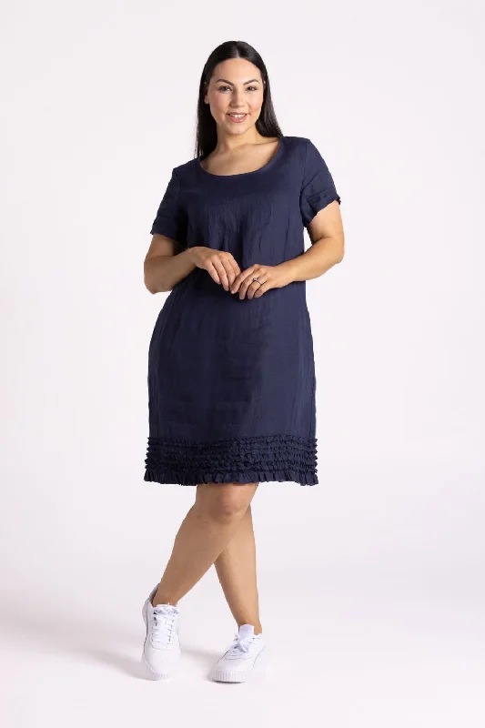 Vanessa Ruffle Hem Dress | Navy Minimalist unclassified dresses