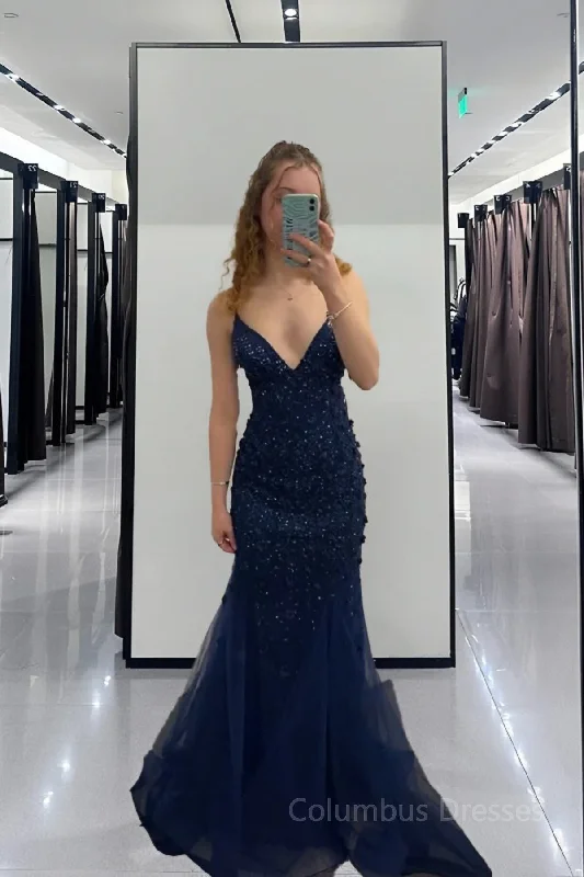 Vintage Navy Blue Prom Dress Sexy Mermaid Birthday Outfits Fashionable unclassified dresses