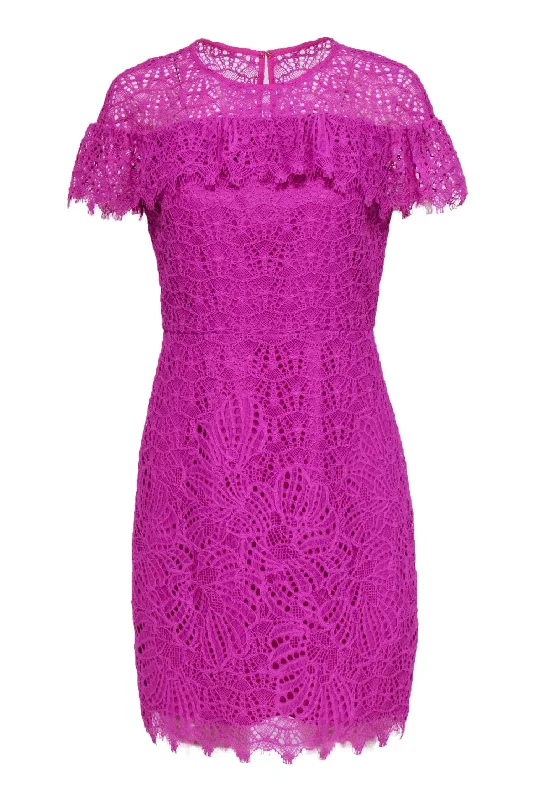 Trina Turk - Purple Lace Cap Sleeve Dress Sz 6 Lace Dress Party