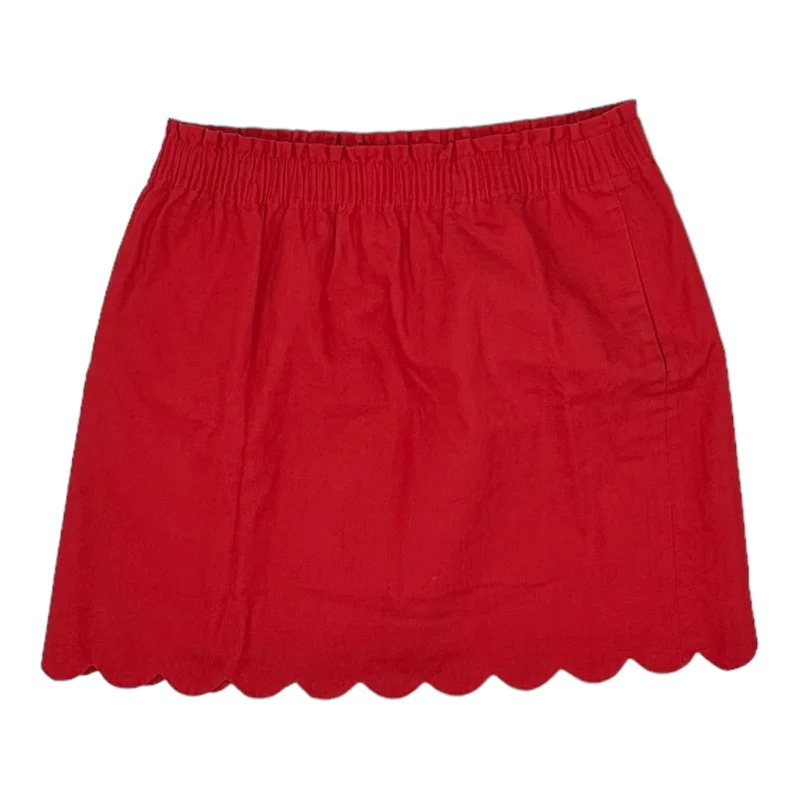 RED SKIRT MINI & SHORT by J. CREW Size:12 Pleated Mini Denim