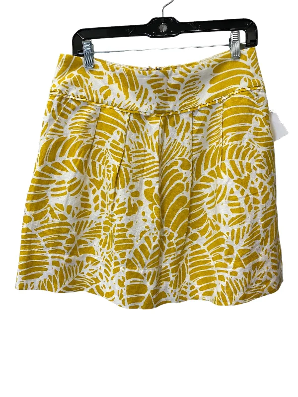 Skirt Mini & Short By Loft In White & Yellow, Size: 6 High-waist Skirt Trend