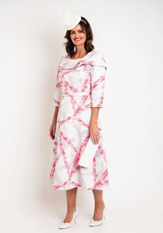 Casandra Bel Metallic Print A-Line Maxi Dress, Pink Plaid Maxi Skirt