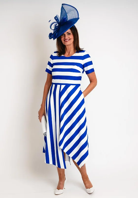 Coco Doll Hara Geometric Stripe Maxi Dress, Royal Blue & White Casual Maxi Skirt