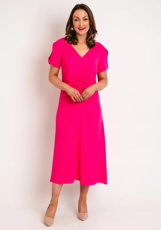 Kate Cooper Ruched Bodice A-Line Maxi Dress, Watermelon Pink Fitted Maxi Skirt