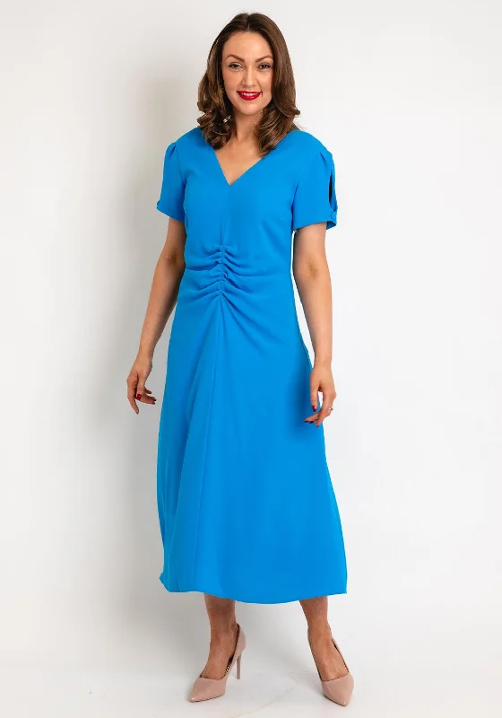 Kate Cooper Ruched Bodice A-Line Maxi Dress, Damson Blue Tulle Layered Maxi