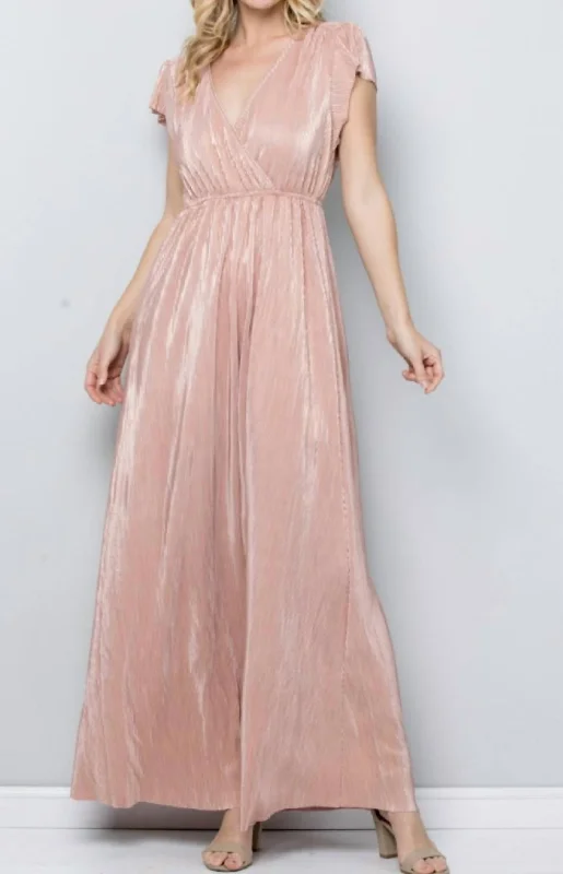 Metallic Maxi Dress In Pink/gold Skater Maxi Skirt