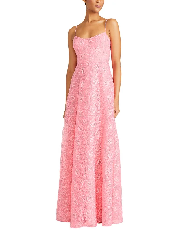 ML Monique Lhuillier Linda Lace Maxi Dress Satin Maxi Skirt