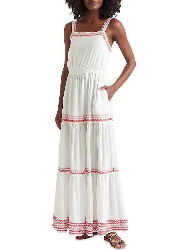 Riviera Womens Rick Rack Trim Elastic Maxi Dress Maxi Skirt Casual