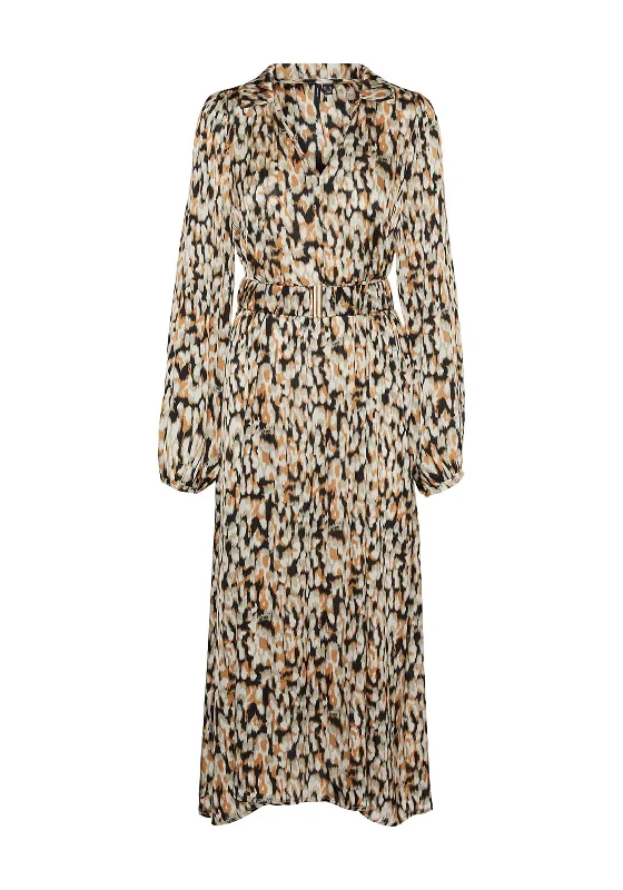 Vero Moda Elia Belted Waist Print Maxi Dress, Birch Soft Maxi Skirt